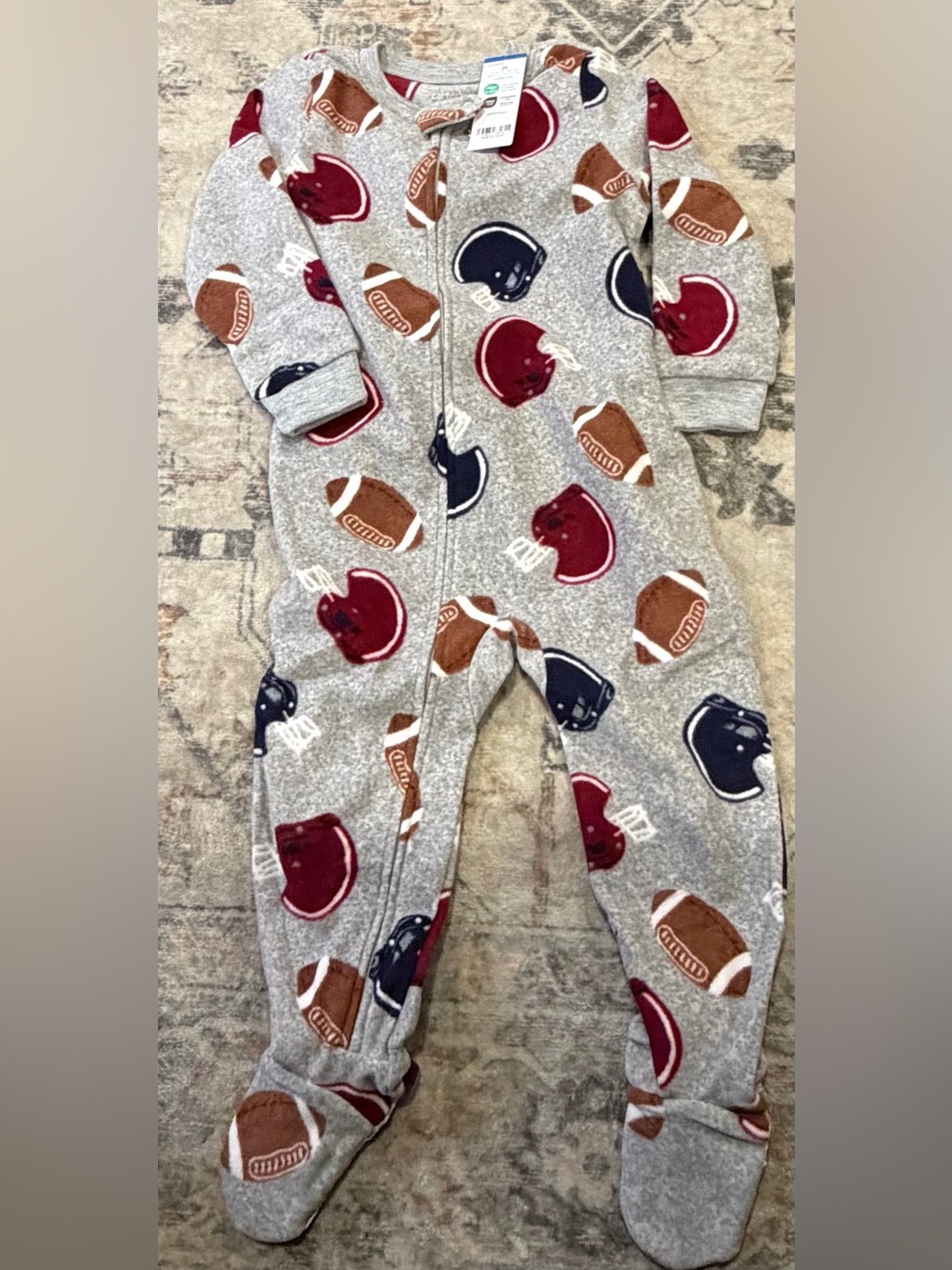 Carter's Gray and Red Fleece Jumpsuit Romper